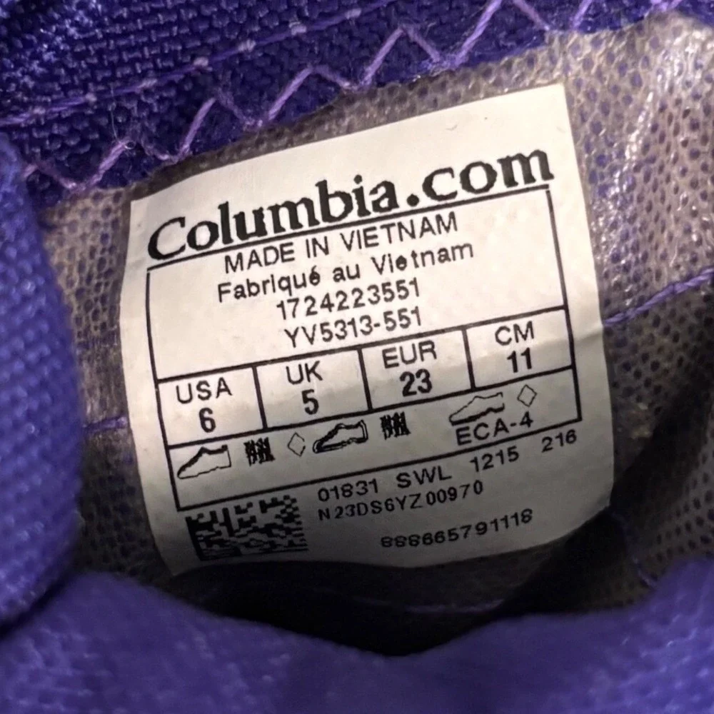 Columbia - Kid's Size 6 Rope‎ Tow  Kruser Purple Waterproof Snow Boots